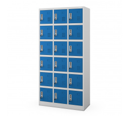 Zárható fém öltözőszekrény talapzaton KAROL, 900 x 1850 x 400 mm, szürke-kék