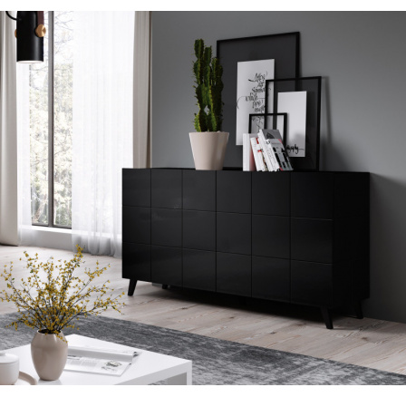 TV komód REJA KOM2D, fekete fényes/fekete fényes TV komód REJA KOM2D, fekete fényes/fekete fényes
