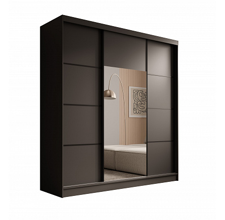 Keri 200 Gardróbszekrény Fekete+Fekete