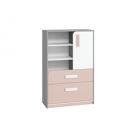 IQ 07-01 korpus szara platyna-biały/wstawka pudrowy - komoda