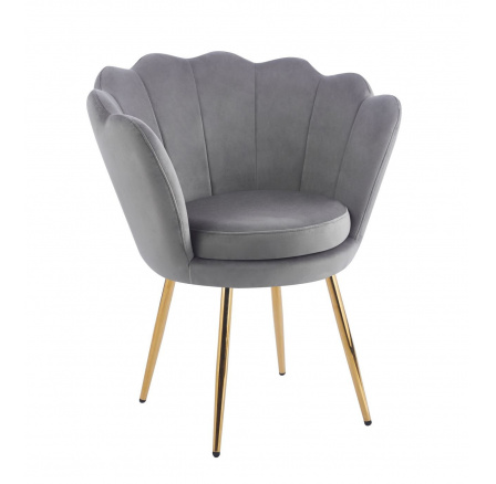 Velvet szürke fotel /arany lábak/ FR1-FX