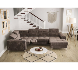 NAROŻNIK ORION MAX III RELAX Z FUNKCJĄ SPANIA 165x320x190 CM - Odcienie brązowego , lewa