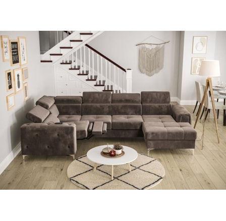 NAROŻNIK ORION MAX III RELAX Z FUNKCJĄ SPANIA 165x320x190 CM - Odcienie brązowego , lewa