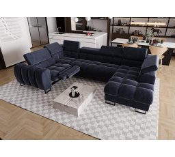 NAROŻNIK ROZKŁADANY ASPEN MAX II RELAX 198x350x170 CM - lewa , Odcienie granatu