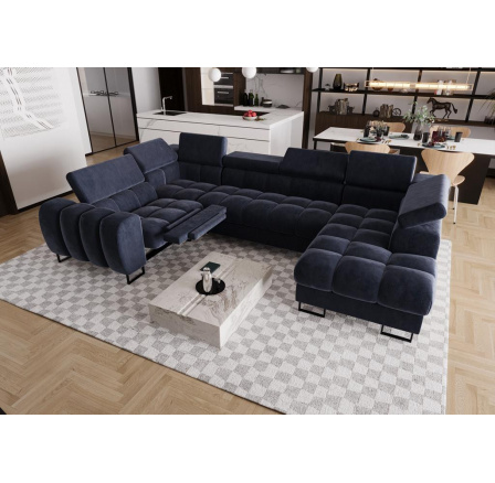 NAROŻNIK ROZKŁADANY ASPEN MAX II RELAX 198x350x170 CM - lewa , Odcienie granatu