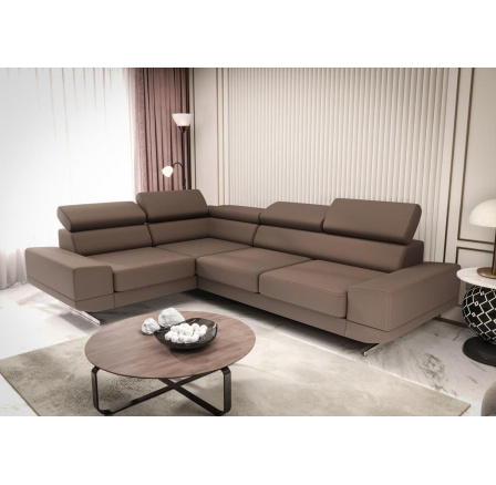 NAROŻNIK MILANO II SKÓRA NATURALNA - Skóra brązowa , lewa