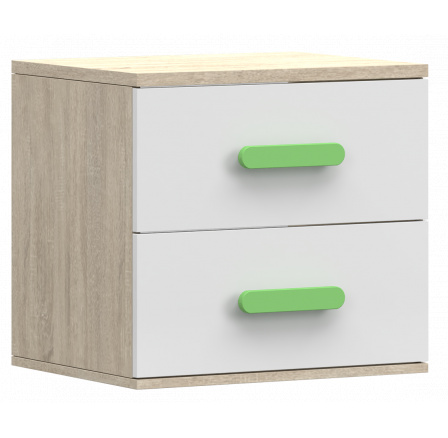 SMYK III éjjeliszekrény - 22, Sonoma Tölgy/Fehér/Zöld
