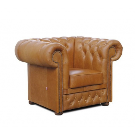 Křeslo Chesterfield Lord 1 kůže koňak