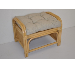 Ratanová taburetka Ear medová polstr tmavě béžový melír