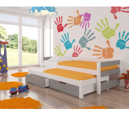 FRAGA fehér+szürke franciaágy matracokkal