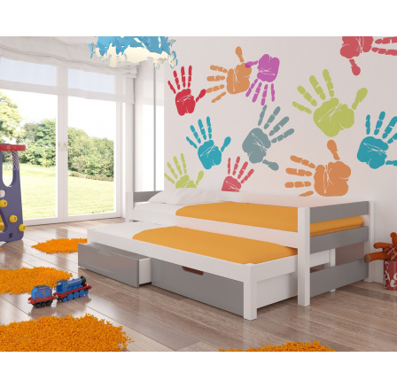 FRAGA fehér+szürke franciaágy matracokkal