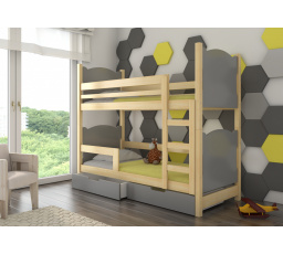 Kétszemélyes emeletes ágy matracokkal MARABA Pine+Gray