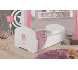 Ágy matraccal, leesésgátlóval és fiókkal PEPE LÁNY SZÁRNYAKKAL 140x70 Fehér