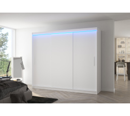 Tolóajtós szekrény LED világítással ANTOS 250 Fehér+Fehér