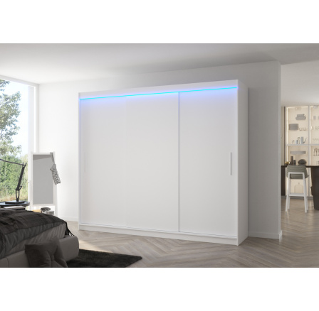 Tolóajtós szekrény LED világítással ANTOS 250 Fehér+Fehér