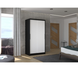 ASTEN 100 tolóajtós ruhásszekrény Fekete+Fehér