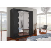 Tolóajtós és tükrös ruhásszekrény KANSAS 180 Fekete+Fekete