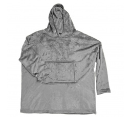 Szürke plüss kapucnis pulóver / snuddie