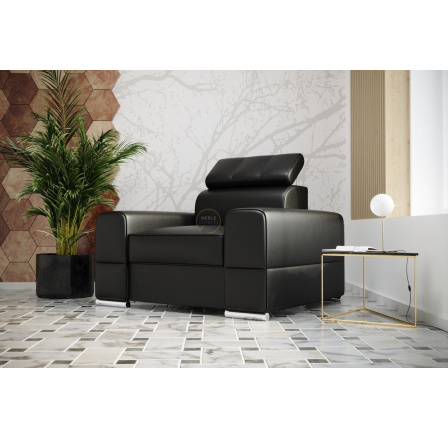 FOTEL ROYAL 114 CM - Czarna eko skóra