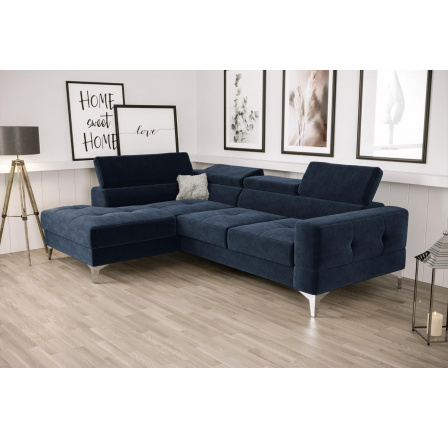 NAROŻNIK TOSCANIA MINI Z FUNKCJĄ SPANIA 170x250 CM - Odcienie niebieskiego , lewa