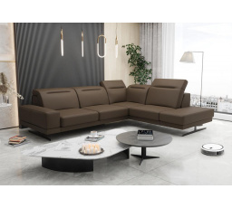 NAROŻNIK ZE SKÓRY NATURALNEJ FIORE 265x220 CM - Odcienie brązu , prawa