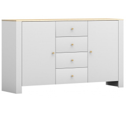 Komód 2D4S AGAWA 06, Fehér/Hikora Tölgy