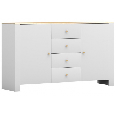 Komód 2D4S AGAWA 06, Fehér/Hikora Tölgy