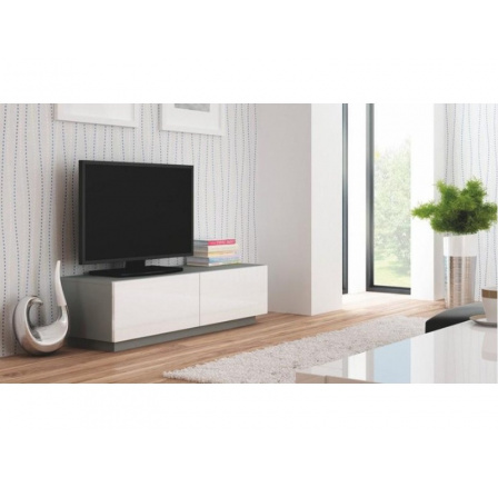 TV komód LIVO RTV-160S - szürke+fehér fényes - raktáron