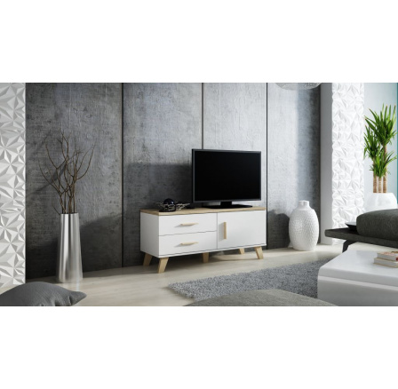 LOTTA RTV 120 1D2S TV-komód, Fehér/Sonoma tölgy LOTTA RTV 120 1D2S TV-komód, Fehér/Sonoma tölgy
