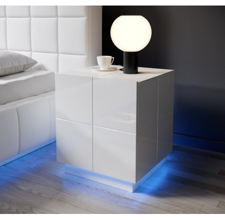 Éjjeliszekrény REJA, fényes fehér
