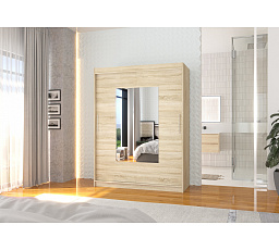 Tolóajtós és tükörrel ellátott DORRIGO 150 Sonoma+Sonoma ruhásszekrény