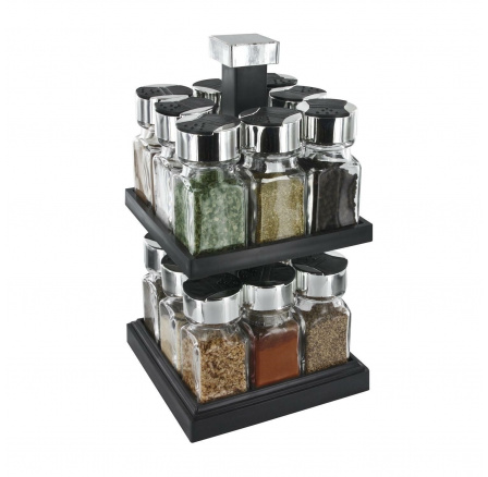 Kétszintes négyzet alakú fűszertartó állvány