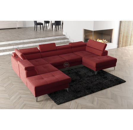 NAROŻNIK ROZKŁADANY TOSCANIA MAX II 170x350x220 - lewa , Odcienie czerwieni