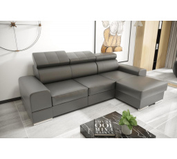 NAROŻNIK ROYAL MINI 260×160 SKÓRA NATURALNA - prawa , Skóra szara