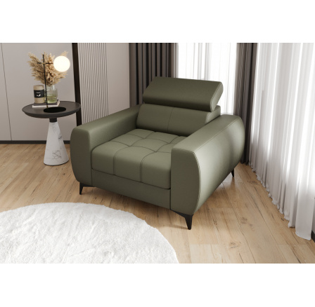 FOTEL PORTO 110 CM SKÓRA NATURALNA - Skóra szaro-oliwkowy