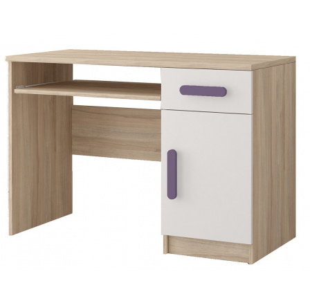 SMYK III - 08 íróasztal, Sonoma Tölgy/Fehér/Hanga