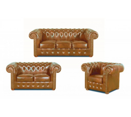 Sedací souprava Chesterfield Classic 3+2+1 kůže koňak