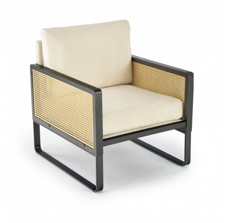 ILARIO lounge szék, fekete / természetes