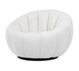 Křeslo relaxační látka bílé Bouclé otočné