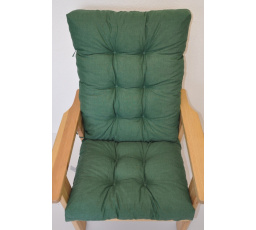 Polstr na zahradní křeslo vysoké široké - látka tmavě zelený melír