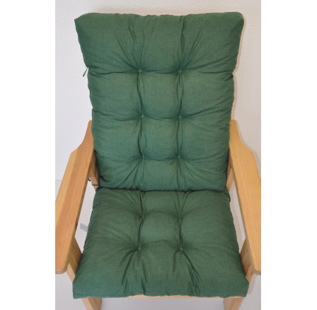 Polstr na zahradní křeslo vysoké široké - látka tmavě zelený melír