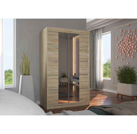 Tolóajtós szekrény tükörrel GENUA 120 Sonoma+Sonoma