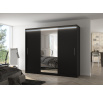 Tolóajtós szekrény tükörrel és LED világítással DENIS 250 Fekete+Fekete