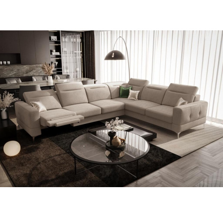 NAROŻNIK Z FUNKCJĄ RELAX MALIBU MAX 320x250 - prawa , Odcienie beżu