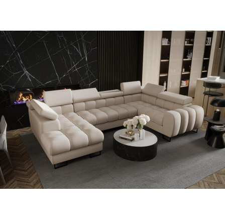 NAROŻNIK ASPEN MAX II 195x350x170 CM SKÓRA NATURALNA - prawa , Skóra ecru