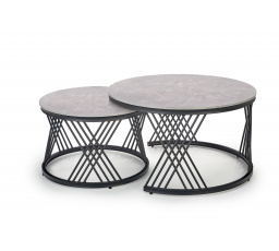 FLAMINGO dohányzóasztal, szürke márvány hatás / fekete