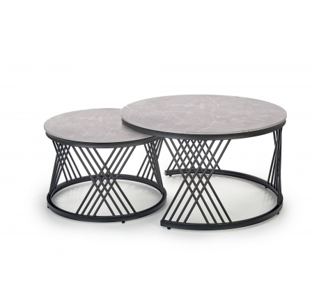 FLAMINGO dohányzóasztal, szürke márvány hatás / fekete