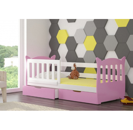 Ágy matraccal LENA Fehér+Rózsaszín