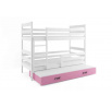 ERYK 3 OSOBOWE RAMA BIAŁY SZUFLADA RÓŻOWY BEZ MATERACY 90 X 200 KPL