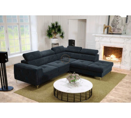 NAROŻNIK ORION II Z FUNKCJĄ SPANIA 225x255 CM - Odcienie niebieskiego , prawa